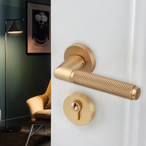  Gold Door Handle Luxury Knurled Interior Door Lever Handle